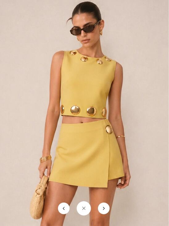 Commense Tops - NWT Commense Metal Detail Sleeveless Crop Top & Mini Skirt Set Sz M